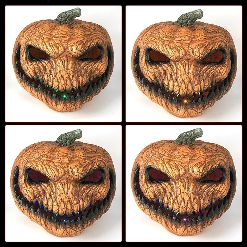 Creepy Carved-Look Pumpkin Lantern, 13 in