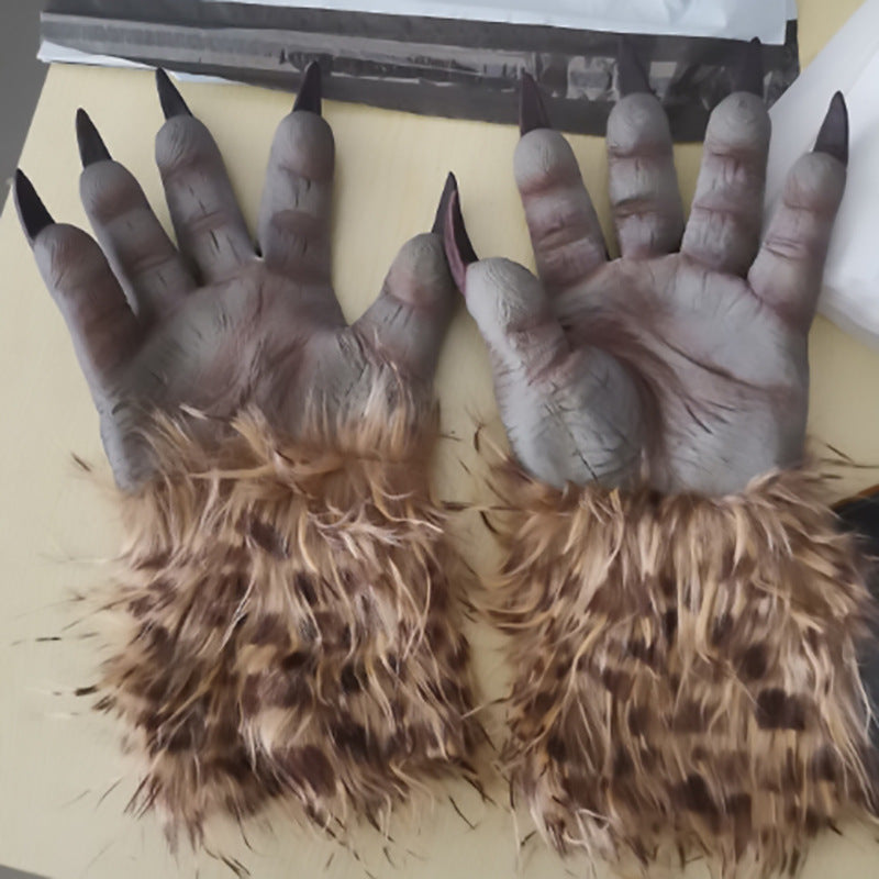 Werewolf Hands, Latex Gloves with Fur