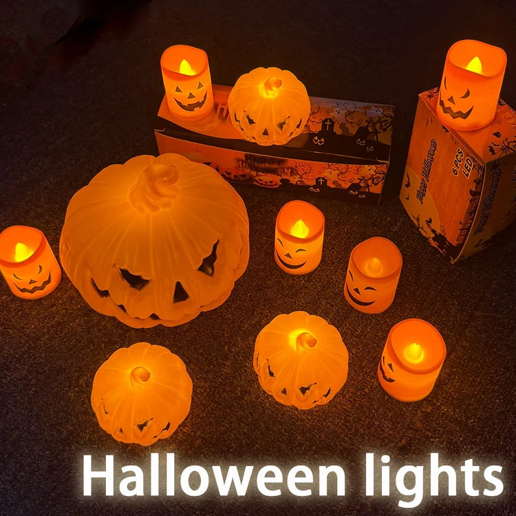 Pumpkin ghost face LED lantern