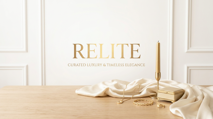 RElite seasonal collection banner in cream and gold