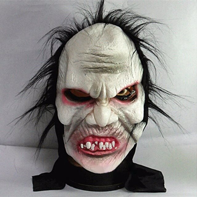 Screaming Zombie Latex Mask with Hair