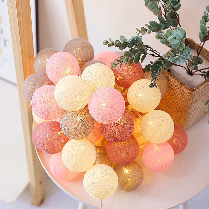 Cotton-Ball LED Lantern String, 2 m