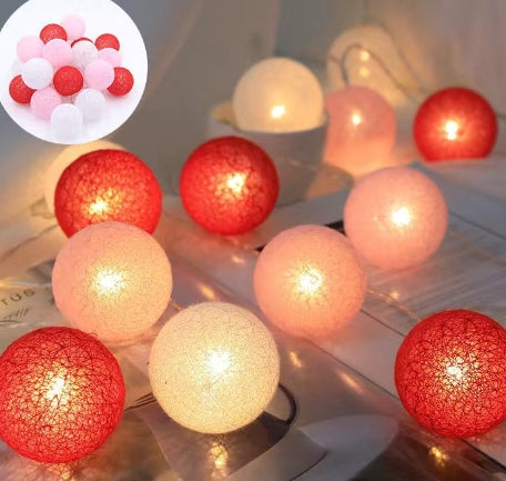 Cotton-Ball LED Lantern String, 2 m