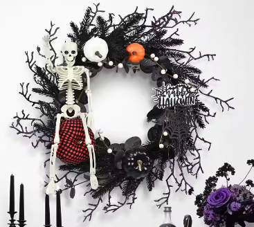 Black Branch Skeleton Wreath, 50 cm