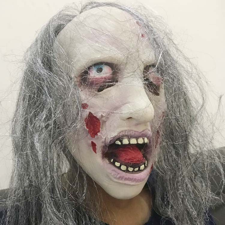 Rotting Zombie Latex Mask with Hair, 4 Styles