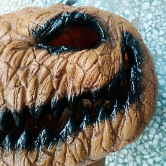 Creepy Carved-Look Pumpkin Lantern, 13 in