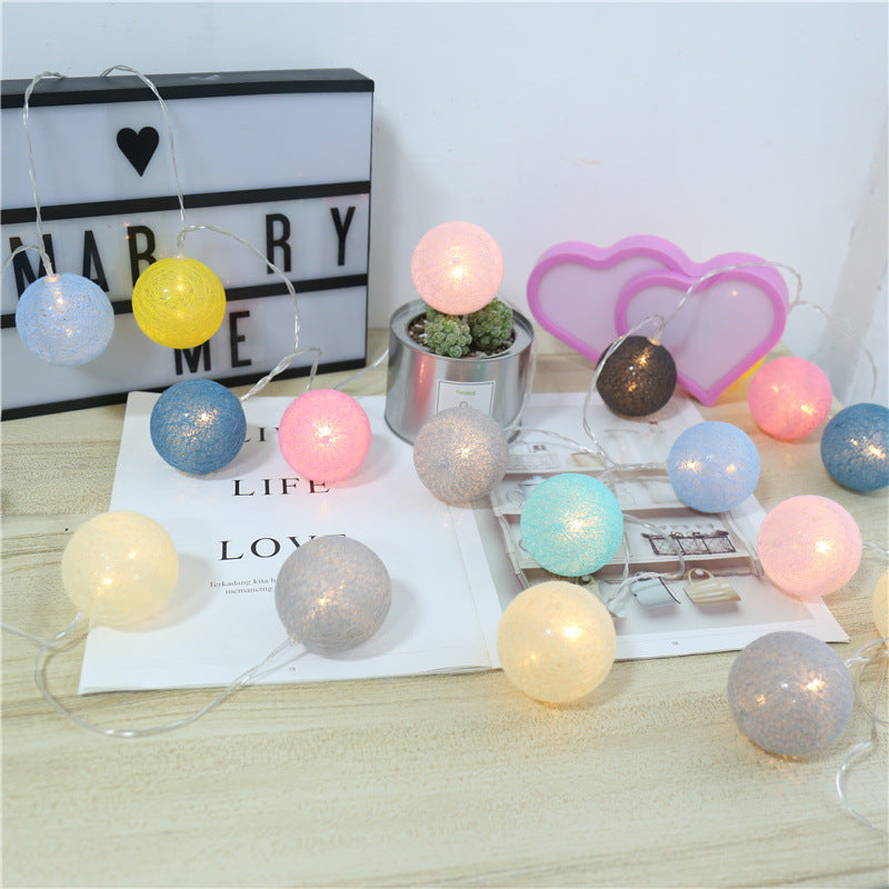 Cotton-Ball LED Lantern String, 2 m