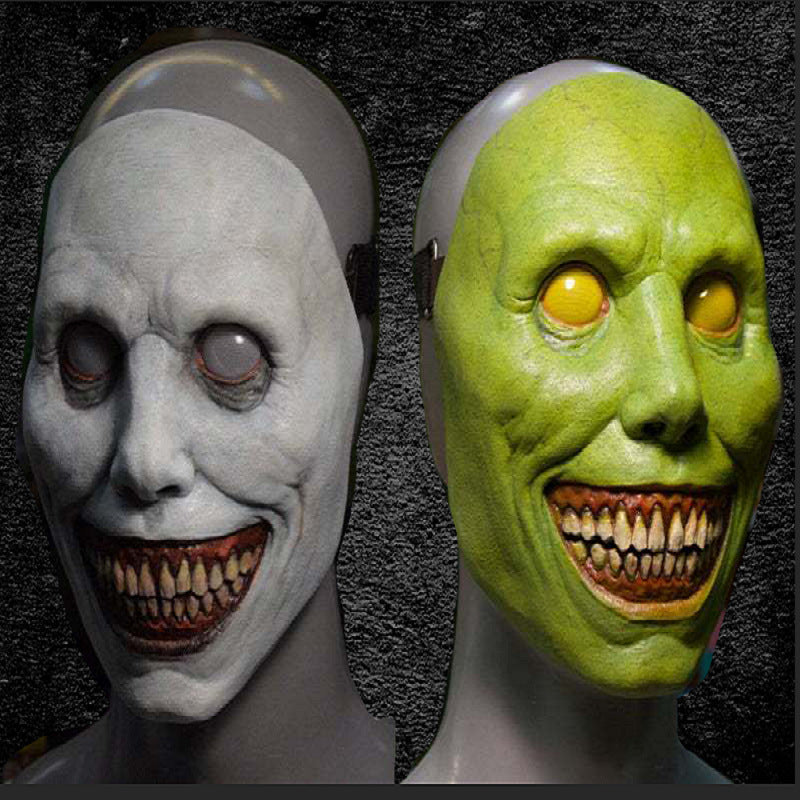 Smiling Demon Latex Mask, White Eyes