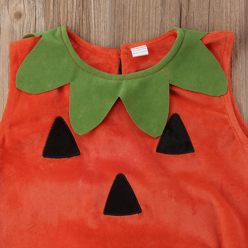 Baby and Toddler Pumpkin Romper with Hat