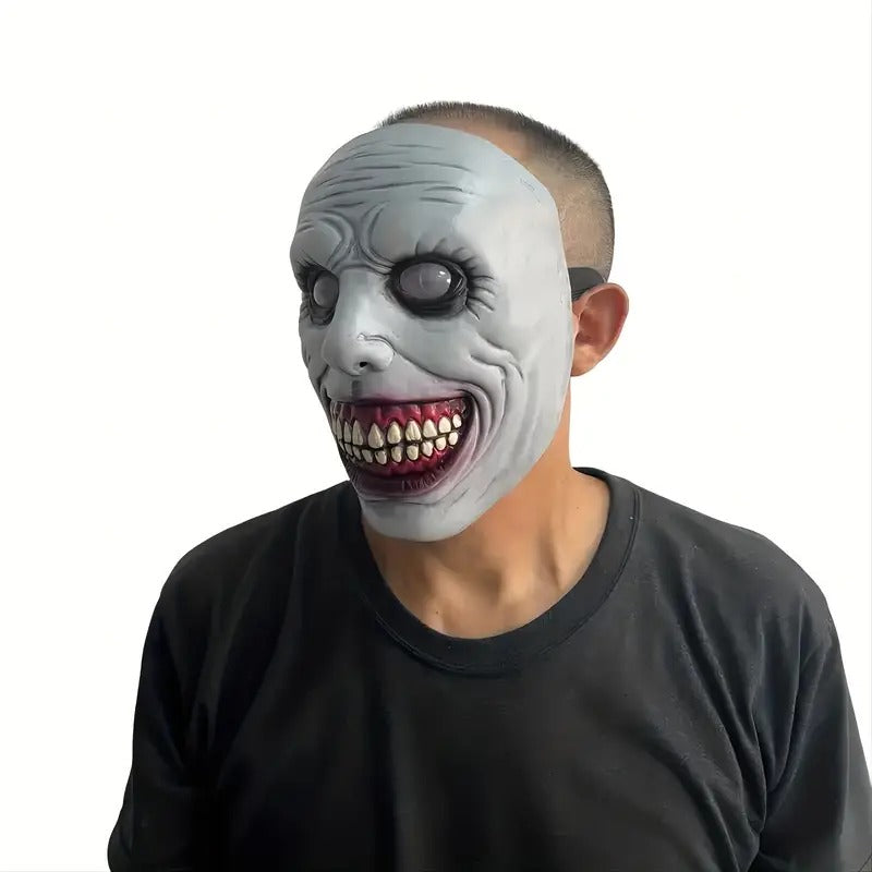 Smiling Demon Latex Mask, White Eyes