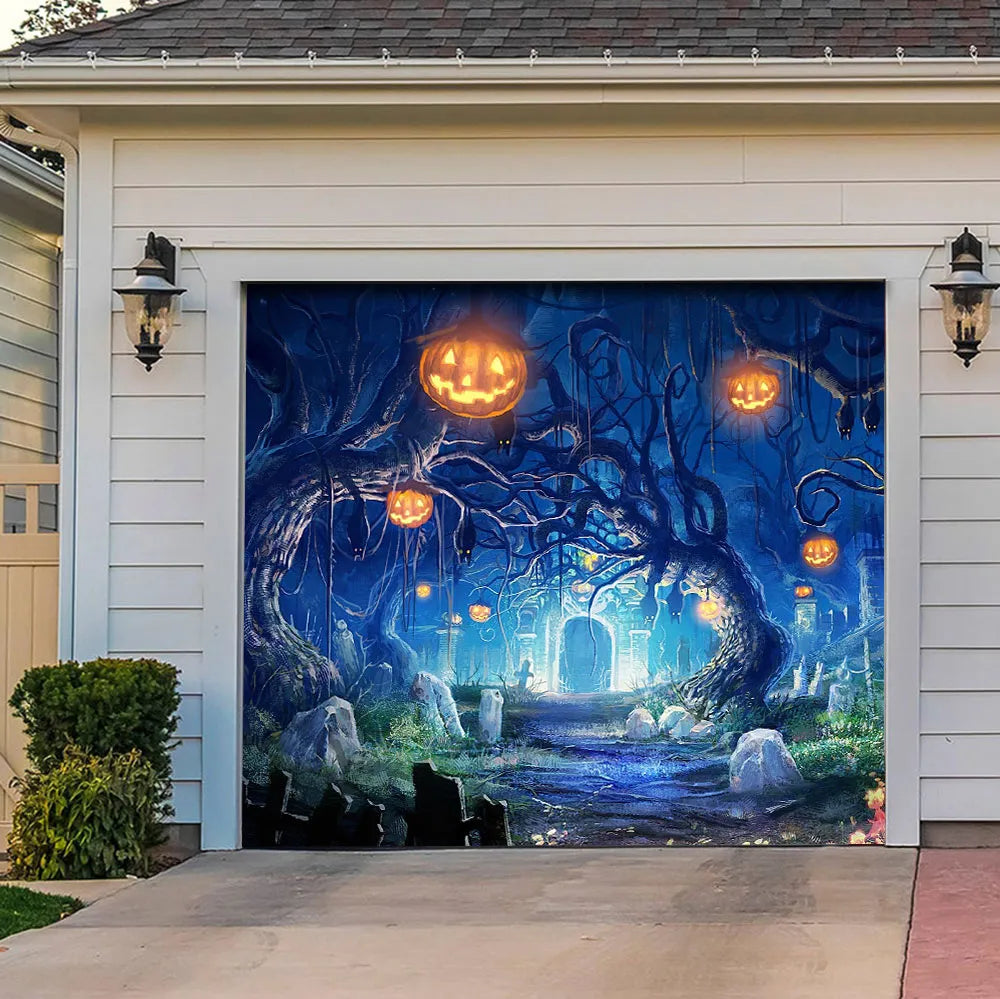 Halloween Garage Door Cover, Single or Double Door