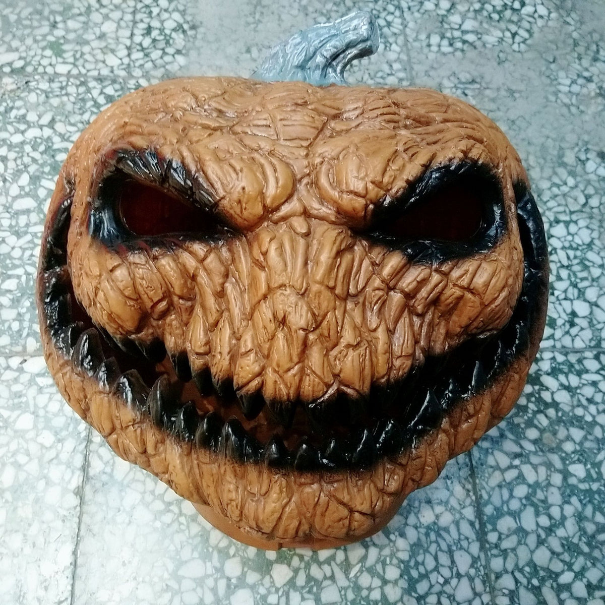 Creepy Carved-Look Pumpkin Lantern, 13 in