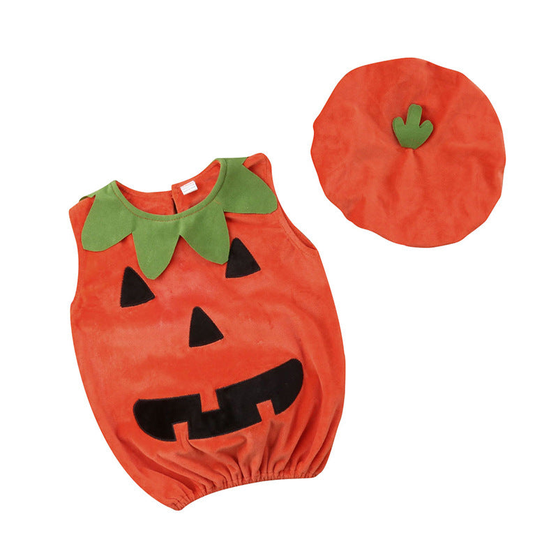 Baby and Toddler Pumpkin Romper with Hat