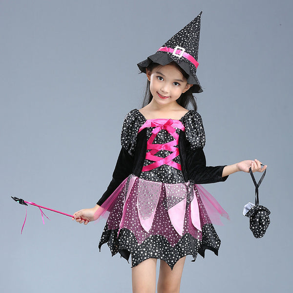 Girls' Pink Witch Costume with Hat