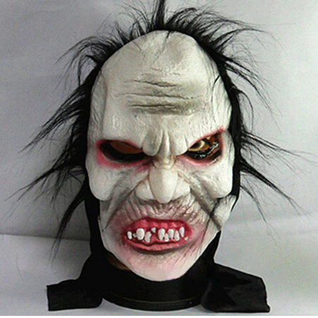 Screaming Zombie Latex Mask with Hair