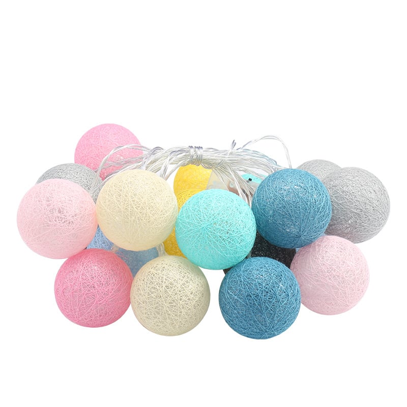 Cotton-Ball LED Lantern String, 2 m