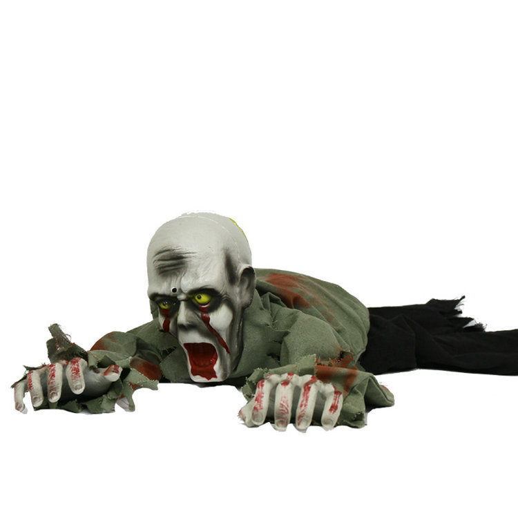 Crawling Zombie Prop with Sound and Light-Up Eyes, 43 in