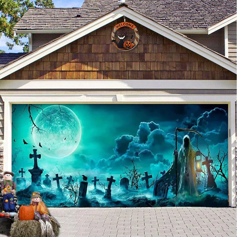 Halloween Garage Door Cover, Single or Double Door
