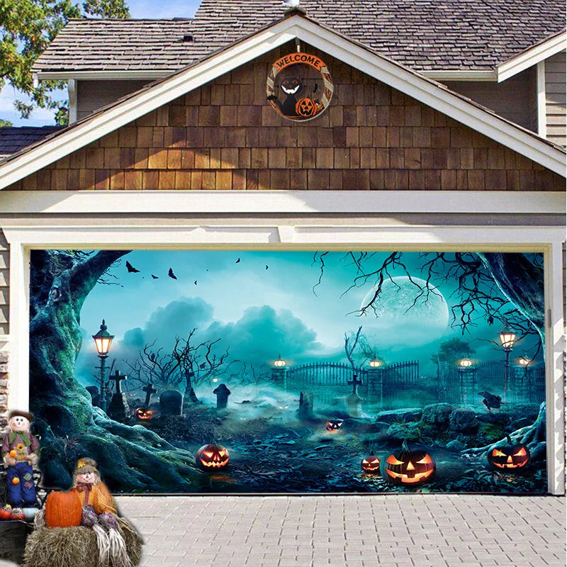 Halloween Garage Door Cover, Single or Double Door