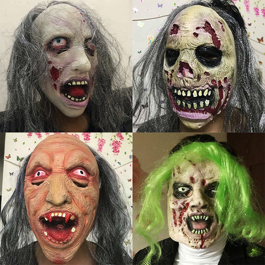 Rotting Zombie Latex Mask with Hair, 4 Styles