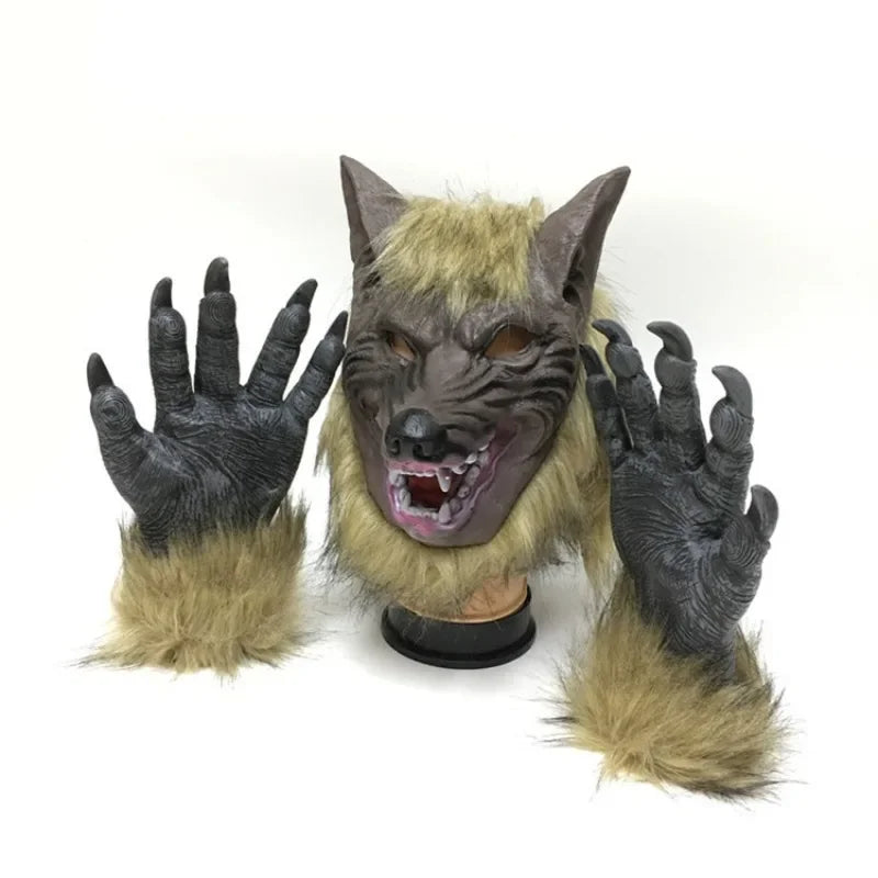 Werewolf latex mask with fur