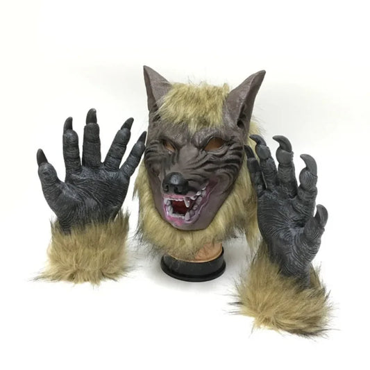 Werewolf latex mask with fur