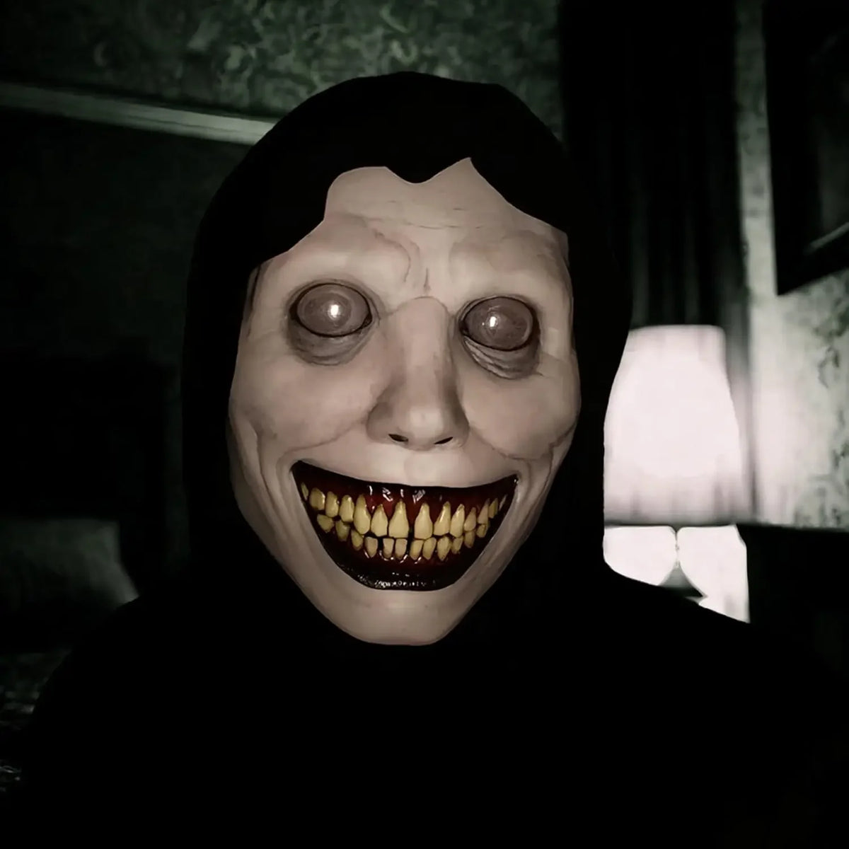 Latex horror mask worn