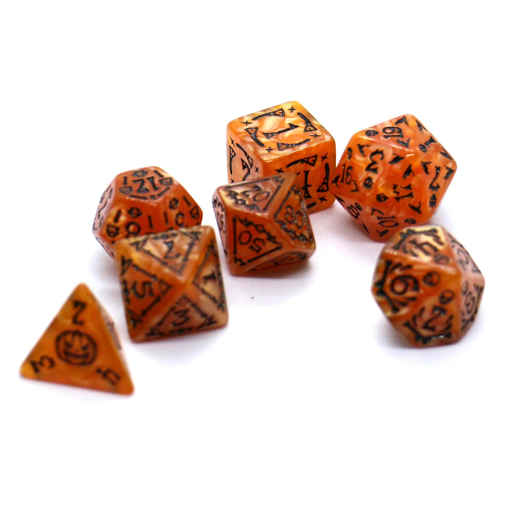 Halloween dice set laid out