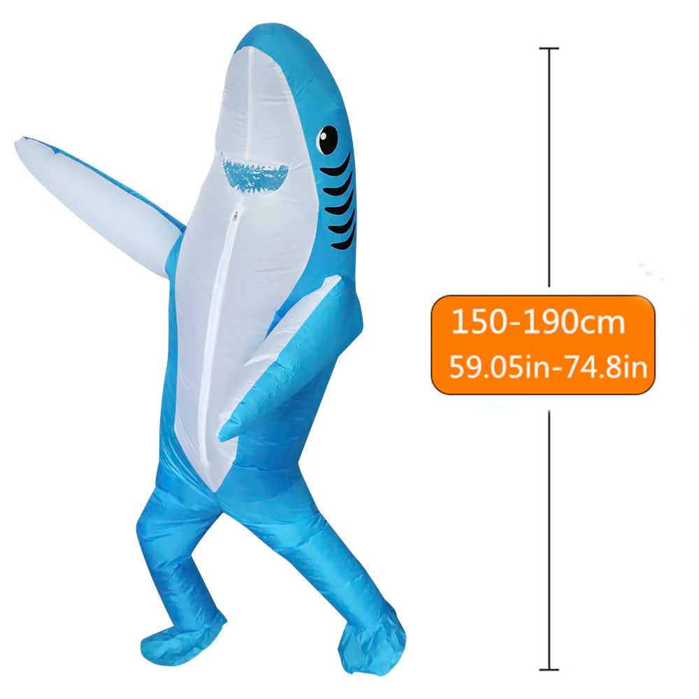 Shark inflatable costume, side