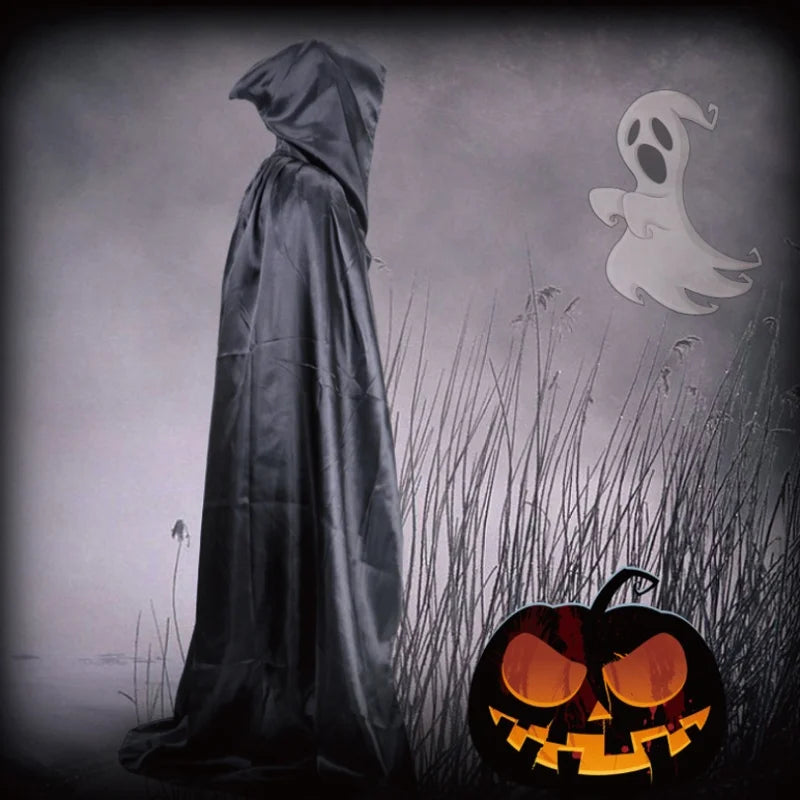 Hooded black cloak, back
