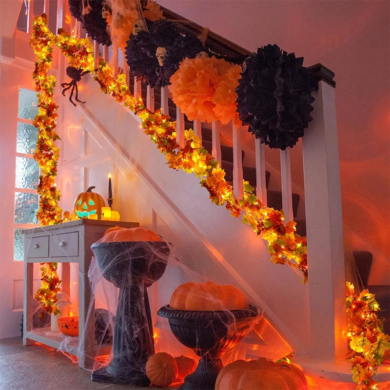 Garland on a staircase rail