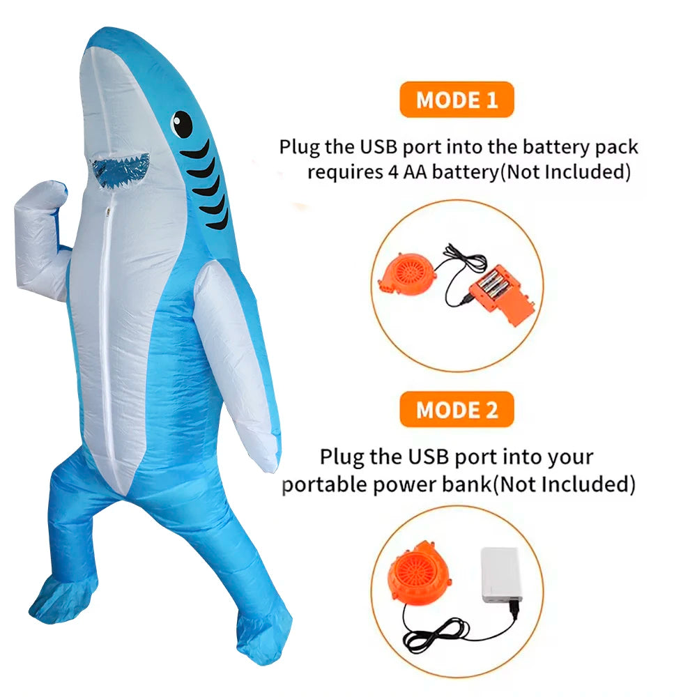 Shark inflatable costume detail