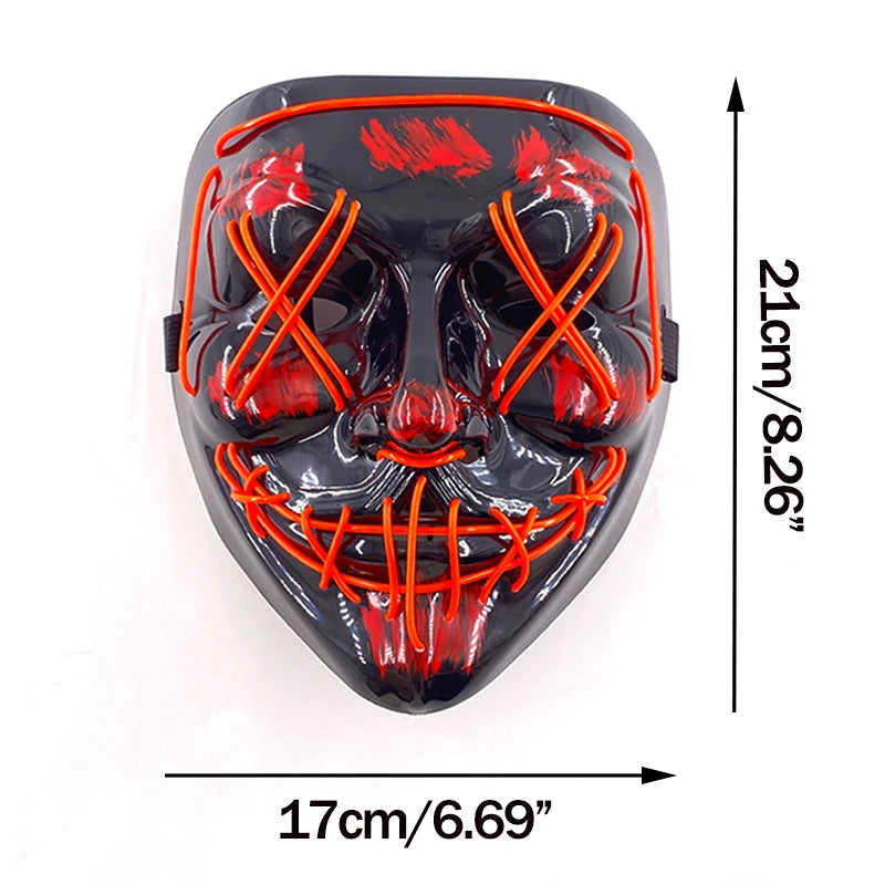 Mask lit in blue