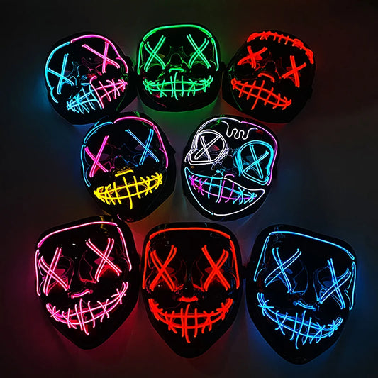 LED mask worn with a hoodie