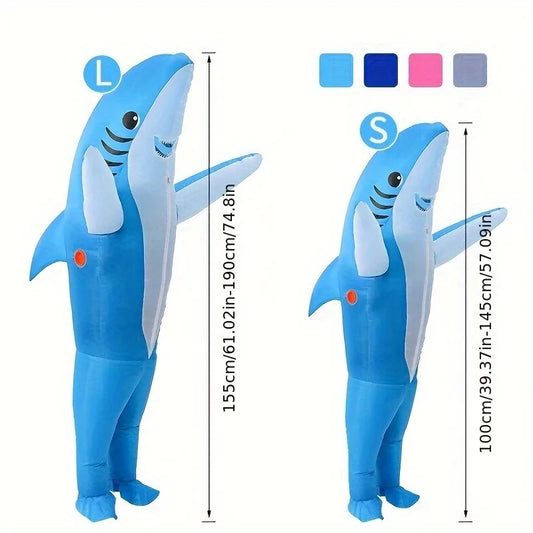 Shark inflatable costume worn