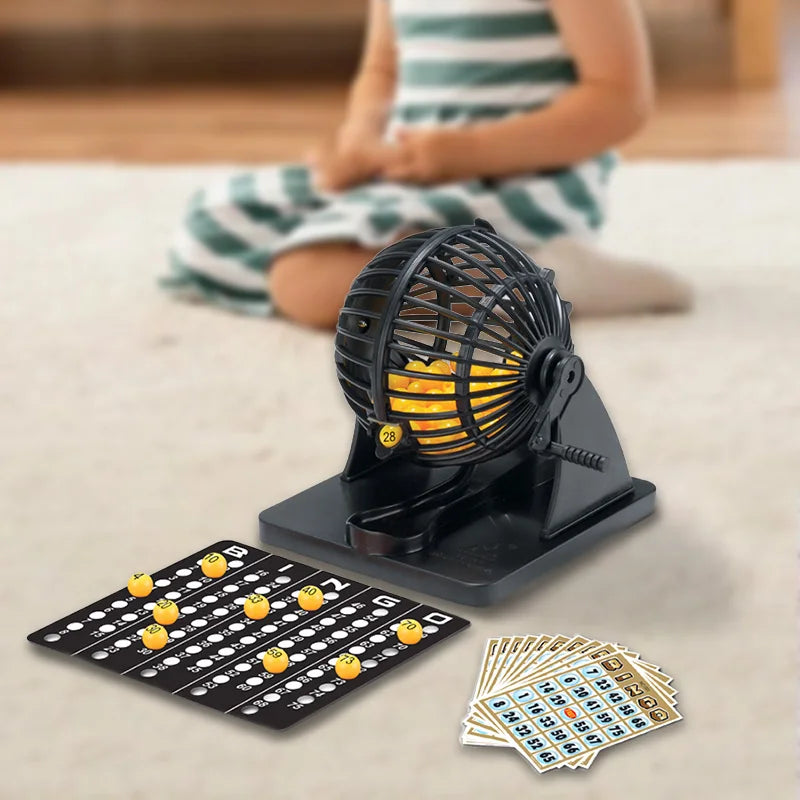 Bingo cage with balls and cards