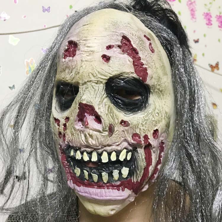 Rotting Zombie Latex Mask with Hair, 4 Styles