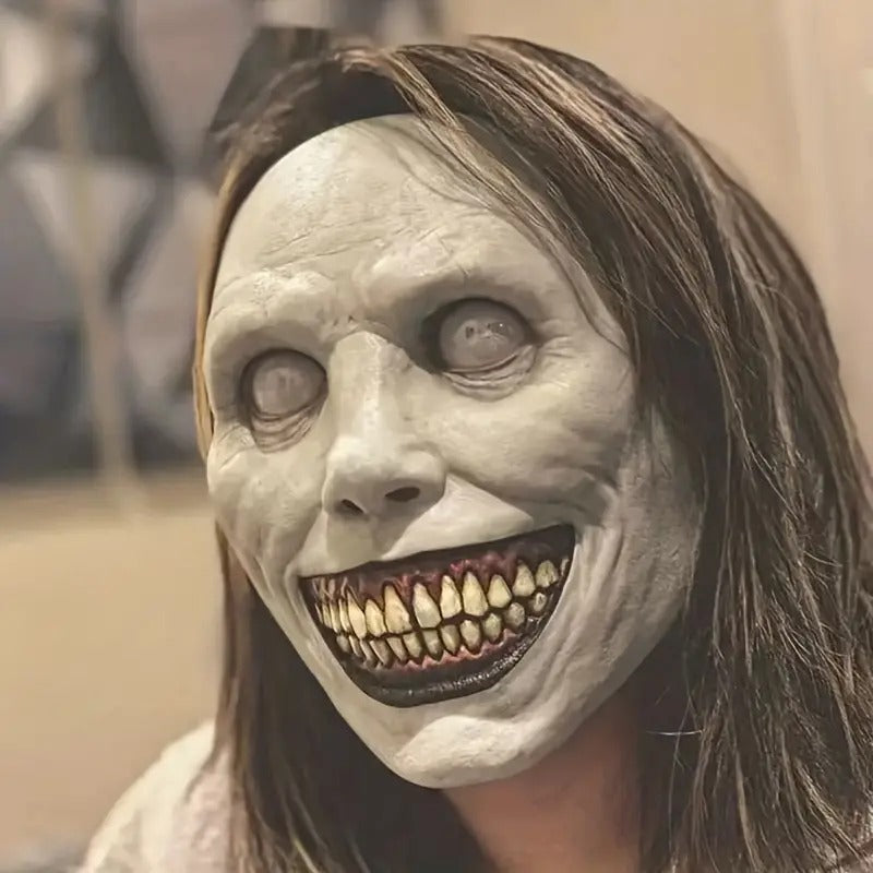 Smiling Demon Latex Mask, White Eyes