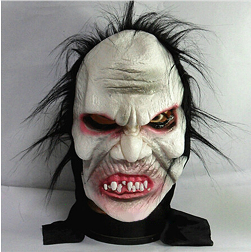 Screaming Zombie Latex Mask with Hair