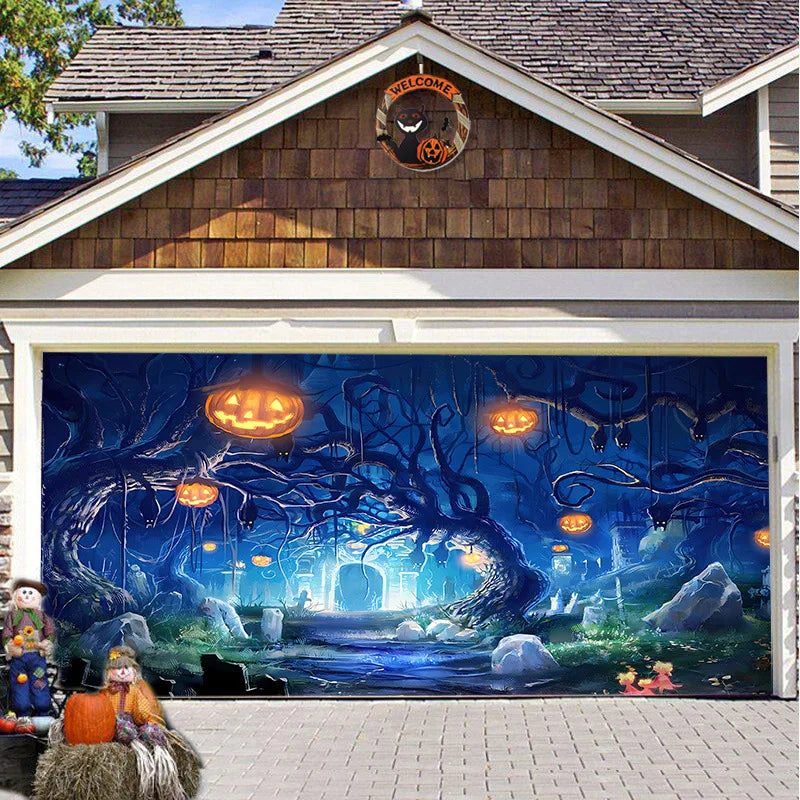 Halloween Garage Door Cover, Single or Double Door