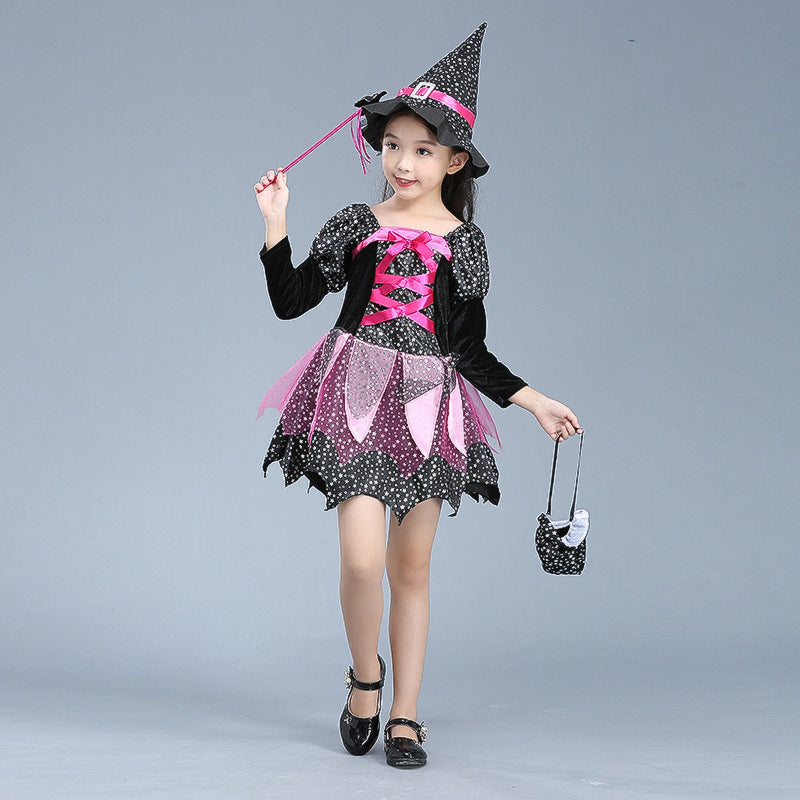 Girls' Pink Witch Costume with Hat