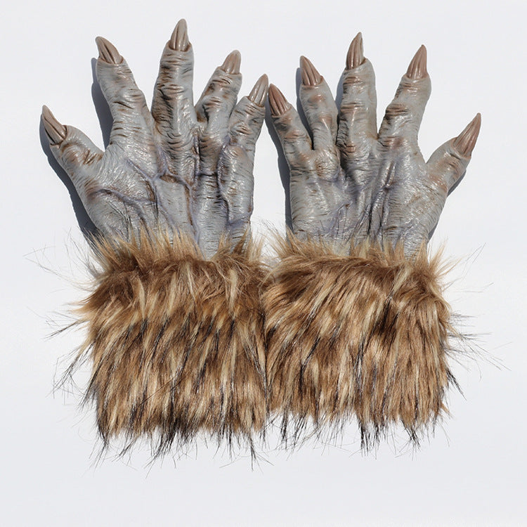 Werewolf Hands, Latex Gloves with Fur