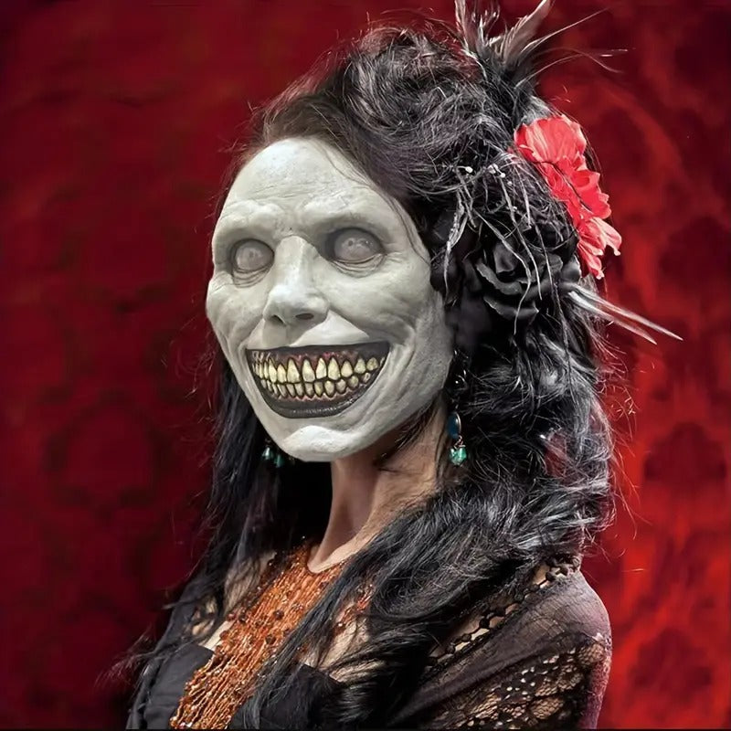 Smiling Demon Latex Mask, White Eyes