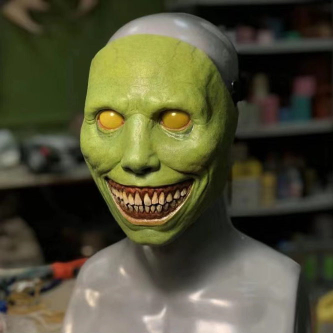 Smiling Demon Latex Mask, White Eyes