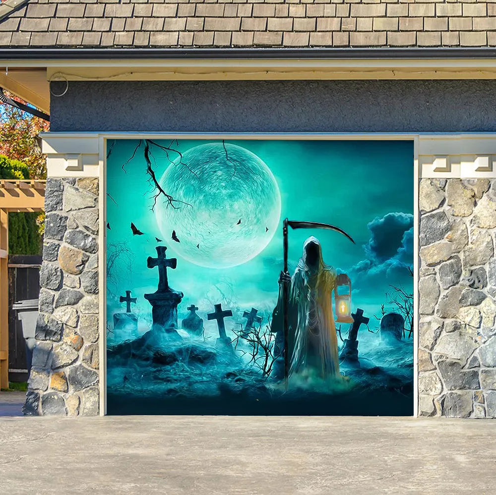 Halloween Garage Door Cover, Single or Double Door